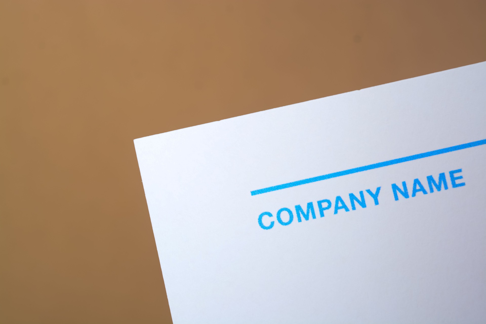 Close up view of document written with COMPANY NAME